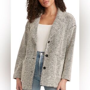 Marine Layer Birdseye Black and Cream Textured Knit Blazer size Large